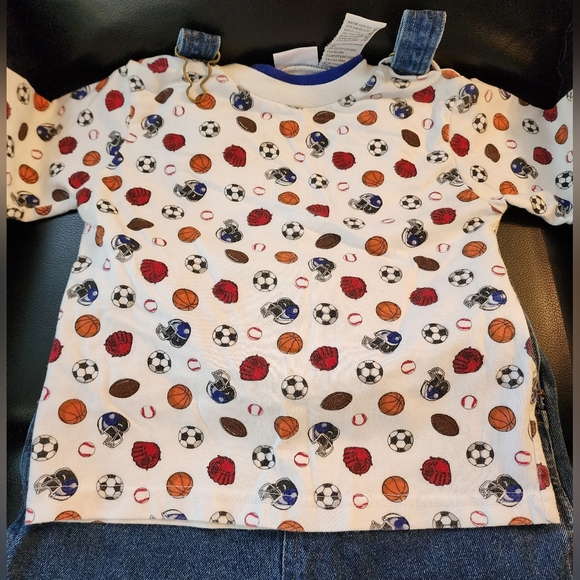 Boy's overall shorts w/shirt set - Picture 4 of 6